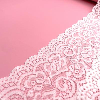 China 2022 New Style Viable Factory Price Spandex Flower 10cm Nylon White Stretch Lace Trim Fabric For Clothing for sale