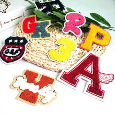 China Handmade Factory OEM Custom Letter Patches Embroidery Logo Chenille Patches Patches For Clothing Bag Hat Shoes for sale