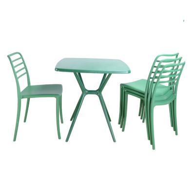 China Modern cheap reinfore style plastic leisure dining table sets for outdoor garden patio use for sale