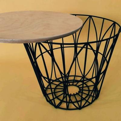 China Modern Removable Coffee Side Living Room Coffee Side Table Bentwood Wire Bracket Cover Metal Iron Frame Storage for sale