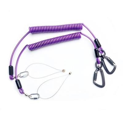 China Plastik bedeckte einziehbares Nylonwerkzeug Lanyard With Aviation Aluminum Hook zu verkaufen