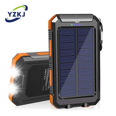 China Outdoor Traveling Custom Design Dual Small Solar Usb Charger Power Bank 10000mah Solar Mobile Phone Charger for sale