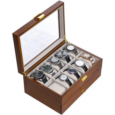 China Viable New Product Wooden Watch Slots 10 Lacquer Jewelry Case With Clear Lid For Jewelry Storage for sale