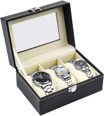 China Custom Logo OEM Classic High End PU Leather Watch Organizer Storage Travel Box Viable for sale