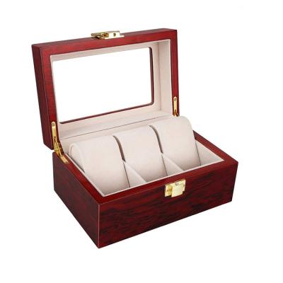 China Sustainable MDF Custom Logo OEM Luxury Wooden 3 Slots Eye Gift Box Packing Box for sale