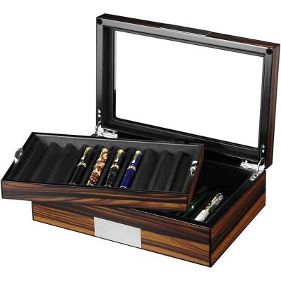 China China Factory Viable Wooden Pen Display Box Pen Organizer Luxury Storage Box With Lid for sale