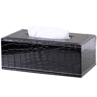 China Sustainable Home Decoration Leather Covered MDF Wooden Box Table Decoration Hot Selling Fancy Tissue Box for sale