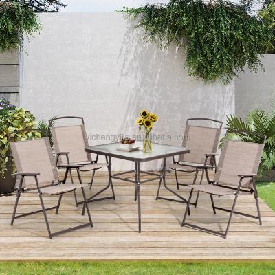 China 5 Piece Portable Backyard Patio Dining Set with 4 Folding Chairs and Tables for sale