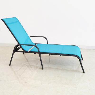 China Portable Outdoor Furniture Steel Frame And Clamp Fabric Swimming Reclining 5 Positions Folding Sun Couch for sale