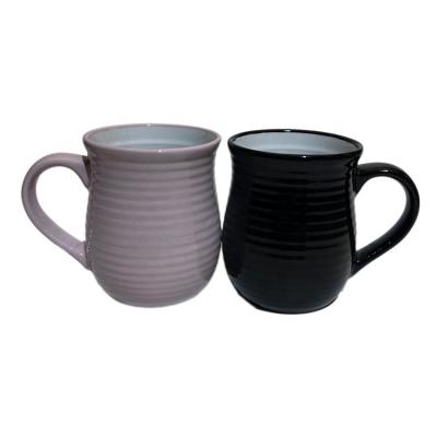 China 16OZ viable COLOR RELIEF CUP CERAMIC CERAMIC DOUBLE CUP LOGO STONEWARE MOLD CUSTOMIZED LOGO STONEWARE DISHES TEA CUP COFFEE MUG for sale