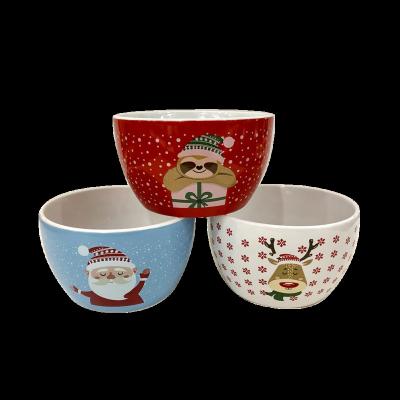 China Sustainable BOWL CHRISTMAS CERAMIC BOWL SET TABLEWARE COLORFUL COLOR GLAZED SOUP BOWL CUSTOMIZED LOGO for sale