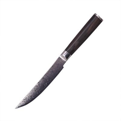 China Super Viable Amazon Sharp VG-10 Damascus Ebony Wood 5 Inch Steak Knife Kitchen Knife for sale