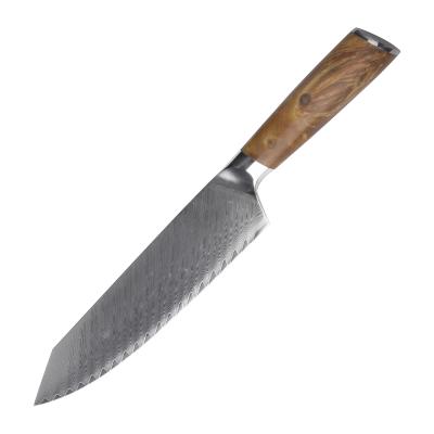 China Viable Multiple Function 8 Inch Damascus Steel Chef Knives Stabilized Wood Kitchen Knife for sale