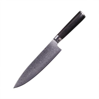 China Viable Hot Selling VG-10 Damascus 8 Inch Ebony Wood Handle Kitchen Chef Knife Kitchen Knife for sale