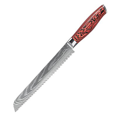 China Viable Ultra-sharp VG-10 67 Layers Stainless Steel Knife Japanese Cake Knife 8 Inch Damascus Bread Knife for sale