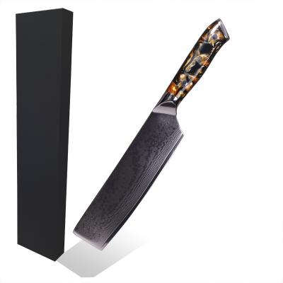 China Viable Hot Selling VG-10 Damascus Acrylic Handle 8 Inch Vegetable Knife Nakiri Knife for sale