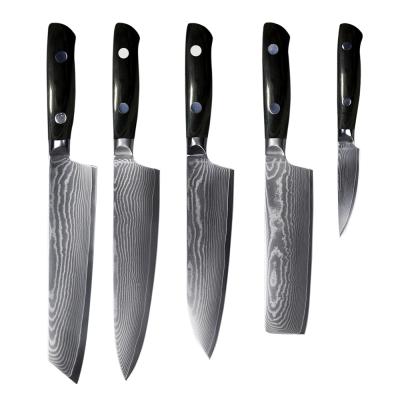 China Customized Viable 67 Layers Stainless Steel Chef G10 Knife Set VG-10 Cooking Damascus Knife Kitchen Knife Set for sale