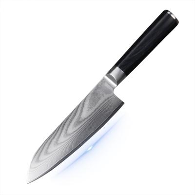 China Viable Professional VG-10 67 Layers Stainless Steel Wood Pakka Japanese Chef Knife Santoku Knife Damascus 7 inch for sale