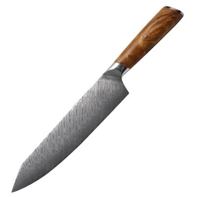 China Sustainable Professional VG-10 67 Layers Stabilized Wood Stainless Steel 8 Inch Cooking Knife Damascus Chef Knife Kitchen Knife for sale