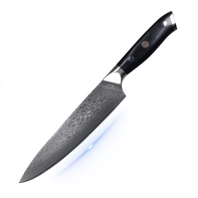 China Durable Ultra Sharp VG-10 67 Layers G10 Stainless Steel 8 Inch Slicing Knife Kitchen Knife Damascus Chef Knife for sale