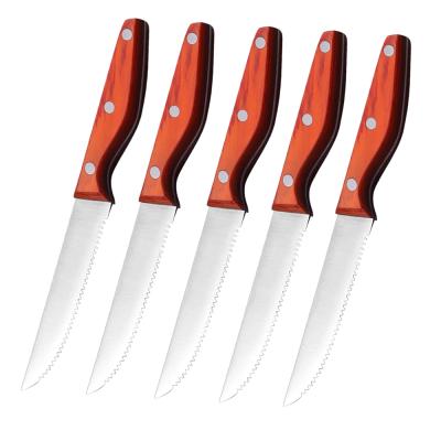 China Viable Hot Selling 5 Inch Pakka Handle 6PCS Stainless Steel Steak Knives Serrated Steak Knife Set With Gift Box for sale