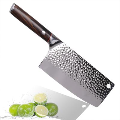 China Viable Handmade Forged Stainless Steel Ebony Wood 7 Inch Cutting Cleaver Knife for sale