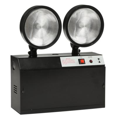 China Black And White Rechargeable Emergency Lighting Battery Backup LED Twin Head Lights for sale