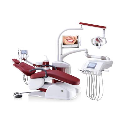 China Comfortable metal and leather with digital control system dental unit and dental chair with led lamp for sale