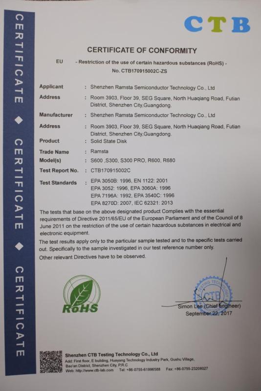 RoHS - Shenzhen Ramsta Semiconductor Technology Co., Ltd.