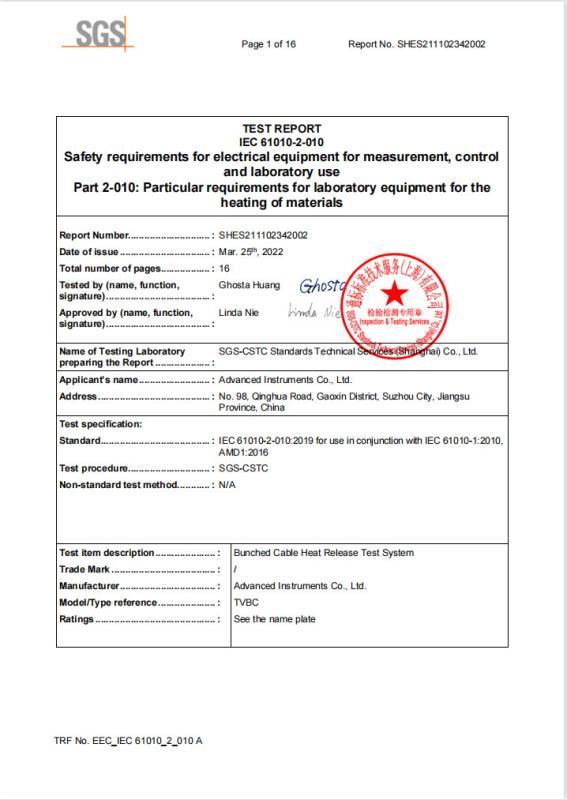 LVD Test Report IEC 61010-2 - Advanced Instruments Co.,Ltd