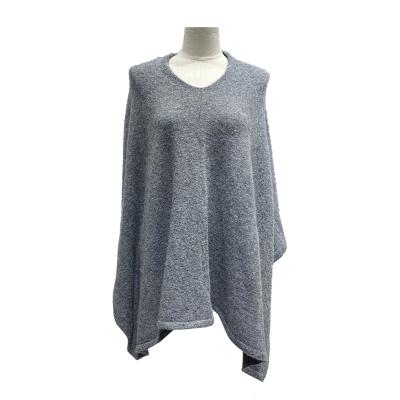 China 50%ACRYLIC 50%NYLON Gray Acrylic Knitted Woman Poncho Winter Coat Ladies Special Long Bath Poncho for sale