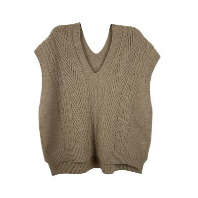 China Anti-wrinkle Ladies Basic V-Neck Knit Rib Knit Autumn Winter Basic Casual Hot Selling Vest Sleeveless Sports Computer Sweater for sale