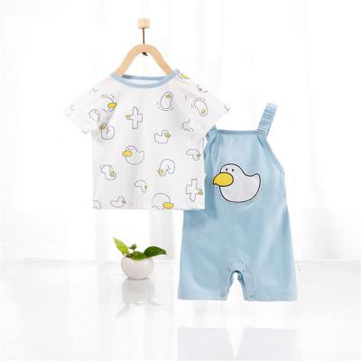 China Breathable Boys and Girls' Summer Clothing Summer Short Sleeved Pure Cotton Clothing Short Sleeved Shoulder Strap Set for Going Out for sale