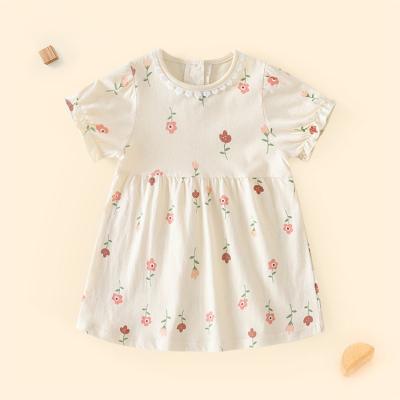 China Anti-wrinkle Summer New Korean Children's Wear Clear Color Girls' Dress Knitted Kids' Dress for sale