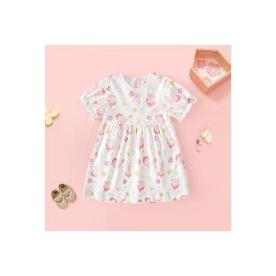 China Anti-wrinkle Ins Super Hot Children's Wear Summer New Short Sleeve Dress Fashionable Cotton Cartoon Girls' Dress for sale