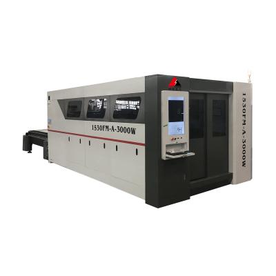 China Automated Laser Cutter Metal Double Worktable 3000x1500mm Loading Cutoff Size 2000W 3000W 4000W 6000W for sale