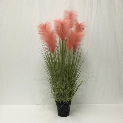 China Indoor large pampas grass artificial flower hotel decoration bed drcor Qifang decoration plants for sale