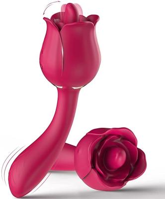 China Silicone+ABS Rose Toy Vibrator Women Clitoral Tongue Licking Vibrators with 7 Modes - 9 Powerful Vibration, Nipples Clitorals Stimulator for sale