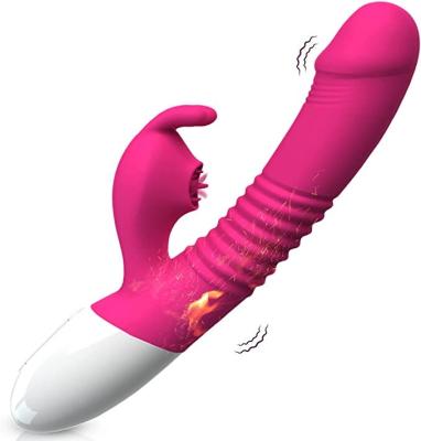 China Silicone+ABS G Spot Rabbit Vibrator Dildo For Women,Vibrating Bunny Ears Tongue Licking Clitorals Stimulator Dildo Sex Toys Adult Couples for sale