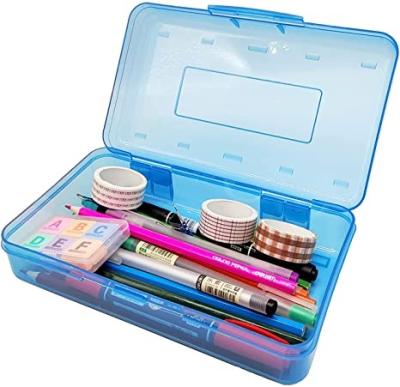 China Large Capacity Pencil Case Box Plastic Clear Pen Storage Organizer Pens With Snap-tight Student School Adult Office Supplies for sale