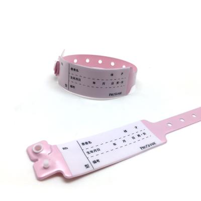 China Custom Logo PVC Disposable Medical Hospital Write On PVC Wristband For Adult ID for sale