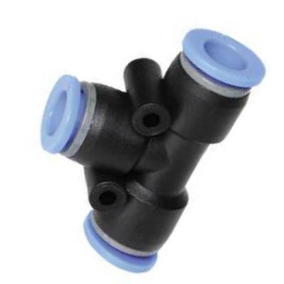 China Plastic Quick Coupling Type Air Hose Water/Air Pipes 6/8/10/12/mm T-piece Tee Fitting Types for sale