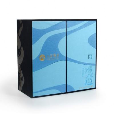 China Double Door Recyclable Gift Box Tissue Paper Tea Box Tissue Pattern Yingde Tea Packaging Custom Paper Gift Box for sale