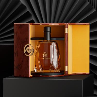 China Luxury Hot Selling Luxury Wine Box Whiskey Double Door Brandy Wine Bottle Gift Box Collection Display Packaging Box for sale