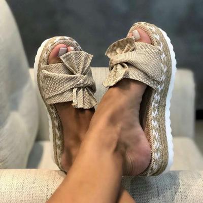 China Anti-Smell Summer Arc-knot Colorful Wedge Sandals Platform Beach Flat Slippers for Women and Ladies for sale