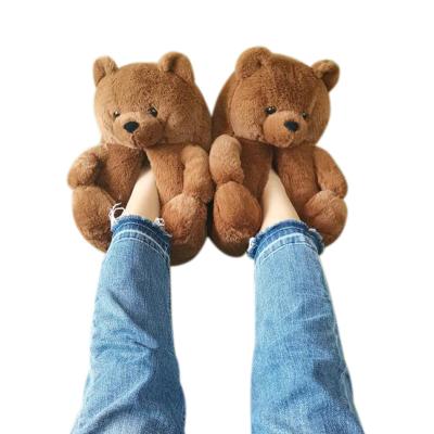 China Fashion Trend Lovely Indoor Furry Furry Teddy Bear Slippers Winter Warm Teddy Slipper for Women Girls for sale