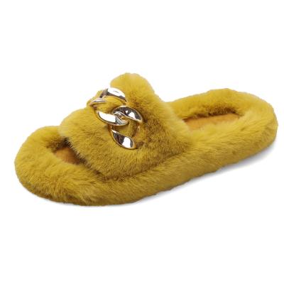 China Fashion furry slippers winter ladies fur slippers new style breathable indoor thick bottom wool home furry slippers for sale