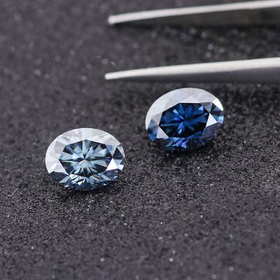 China 1-5carat Dark Blue Oval Loose Diamonds Lab Grown Moissanite Earring Moissanite Jewelry Making Oval Cut for sale