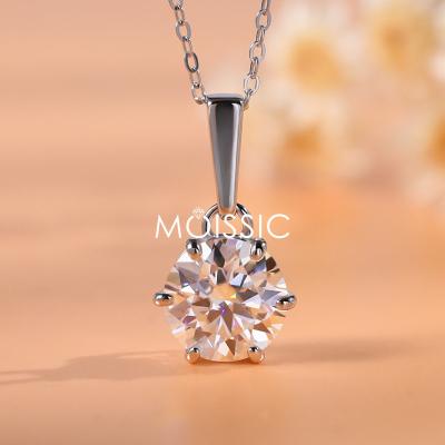 China Garnet Classic Women TRENDY White Gold 925 Sterling Silver Plated 18K Round Necklace Six Claw Water Drop Moissanite Pendant Necklaces for sale