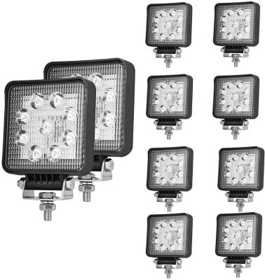 China Diecast Aluminum Housing 9led 27W 12V 24V Square Led Truck Work Light for sale